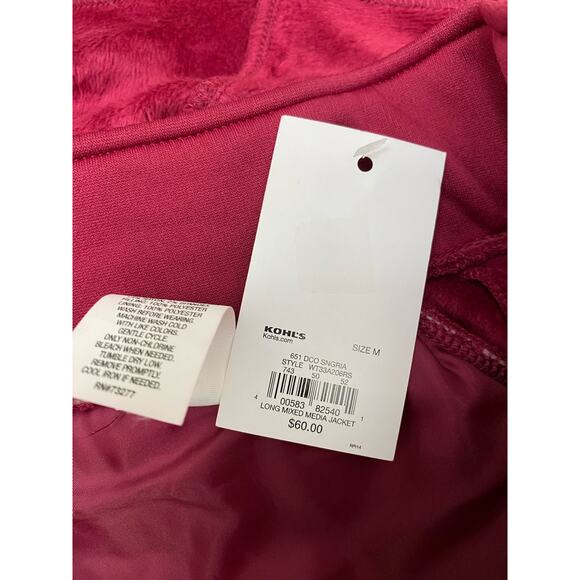 Tek Gear Quilted Long Mixed Media Jacket Midweight Full Zip Hooded Size M - Picture 9 of 12